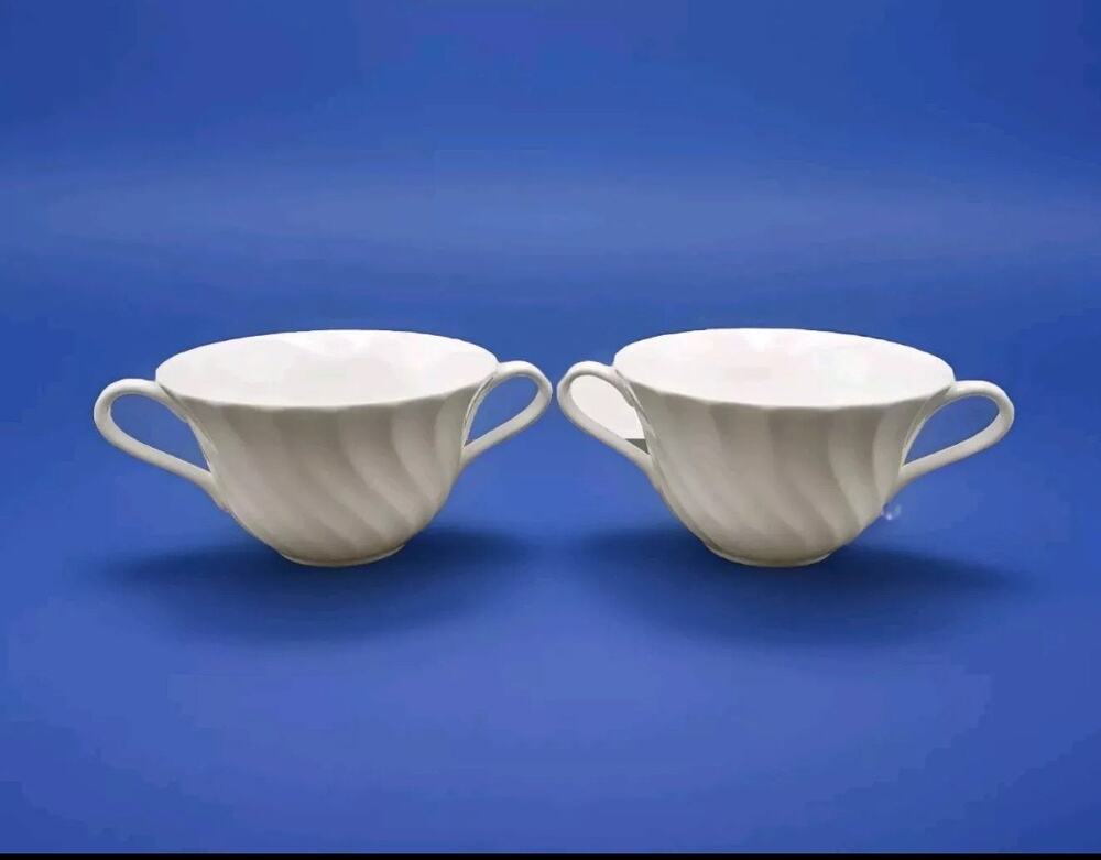 Vtg Wedgwood Candlelight Cream Soup Bowl/Cup Set 2 Pcs Discontinued Rare